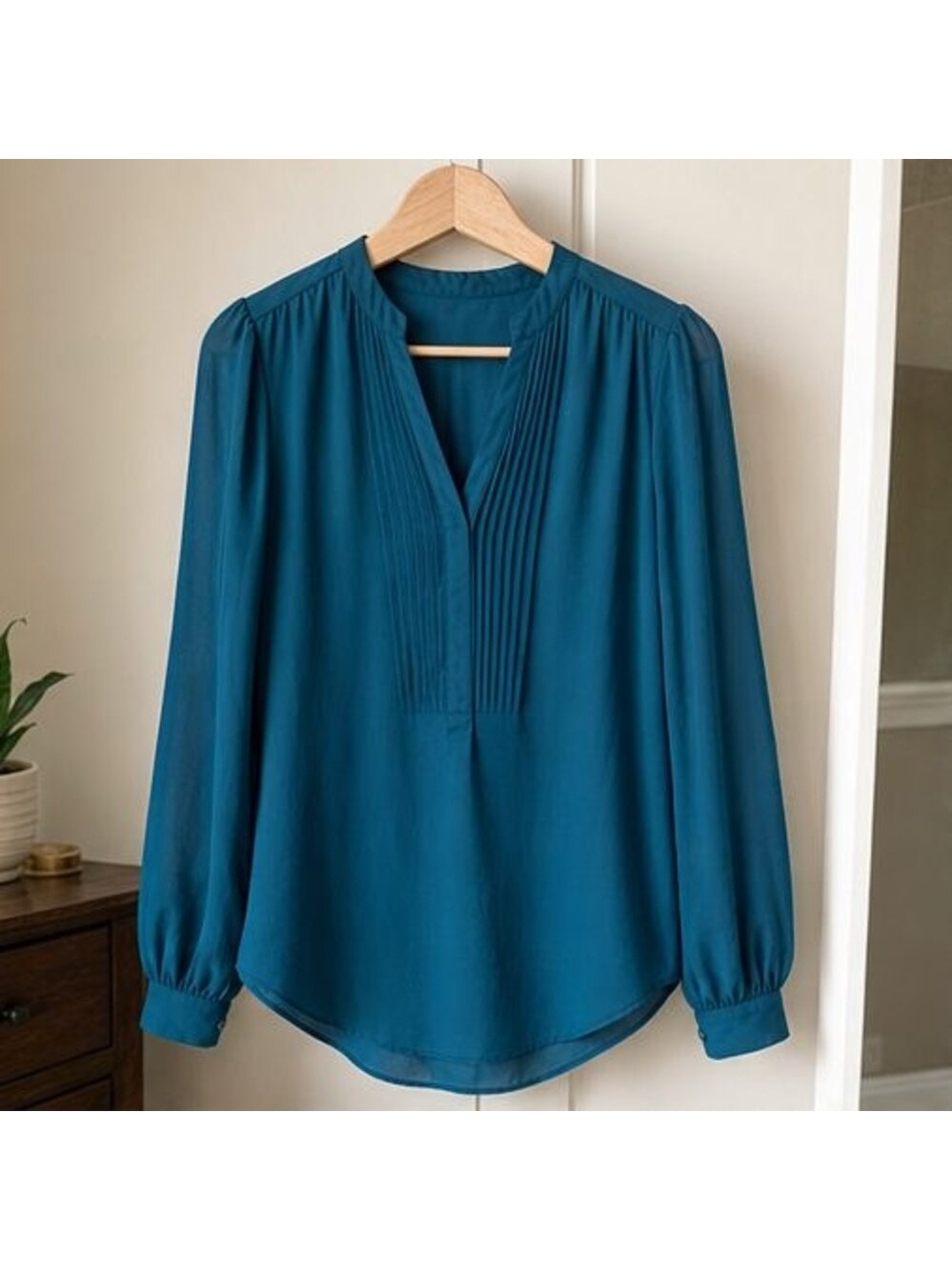 Burgundy Pleated Blouse